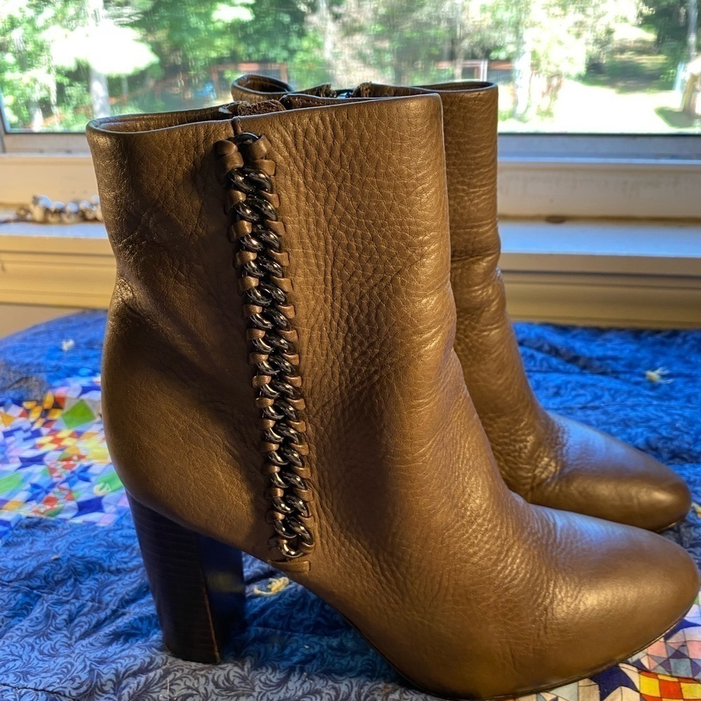 Coach Teagan leather ankle boots in tobacco size 7.5 - Picture 2 of 10